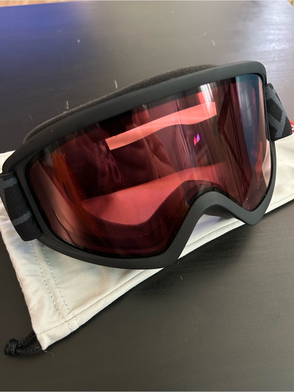 Bollé Ski Snowboard Goggles Matte Black Frames Red Rose Tint Lens w/ Storage Bag